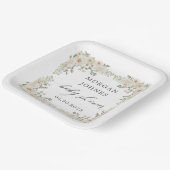 Assiettes En Carton bébé en fleur d'ivoire baby shower fleuri (Angulaire)