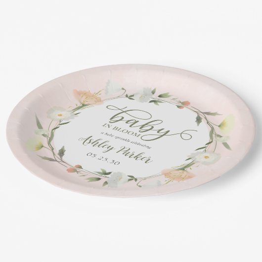 Assiettes En Carton Bébé En Fleur Fleur sauvage Bébé Sprinkle (Angle)