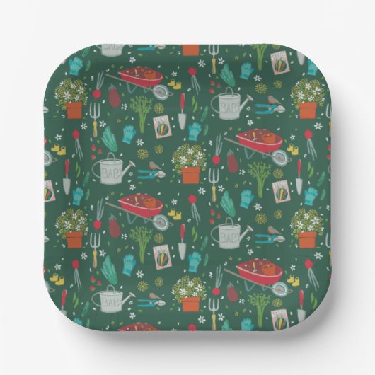 Assiettes En Carton Bébé En Fleur Grossissant Baby shower Vert De Fami (Recto)