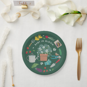 Assiettes En Carton Bébé En Fleur Jardin Cultivant Baby shower Familia