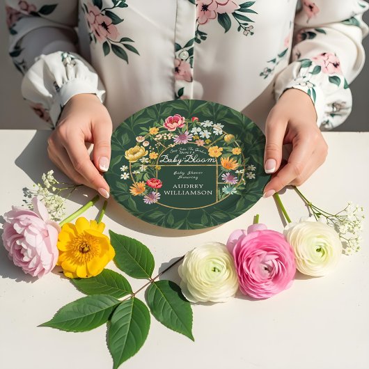 Assiettes En Carton Bébé en Fleur Jardin Floral Baby shower à serre