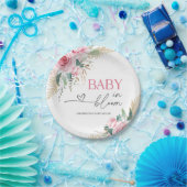 Assiettes En Carton Bébé En Fleur Rose Baby shower Plaques en papier (Fête)