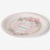 Assiettes En Carton Bébé En Fleur Rose Floral Élégant Baby shower Fill (Angle)