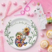 Assiettes En Carton Bébé en fleur Vin Floral Baby shower feuille (Fête)