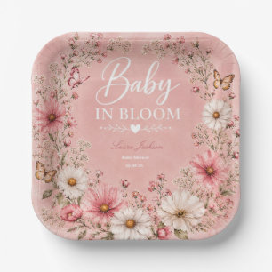 Assiettes En Carton Bébé en fleurs Baby Shower Fleur des champs