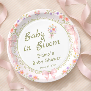 Assiettes En Carton Bébé en fleurs Baby Shower Wildflower