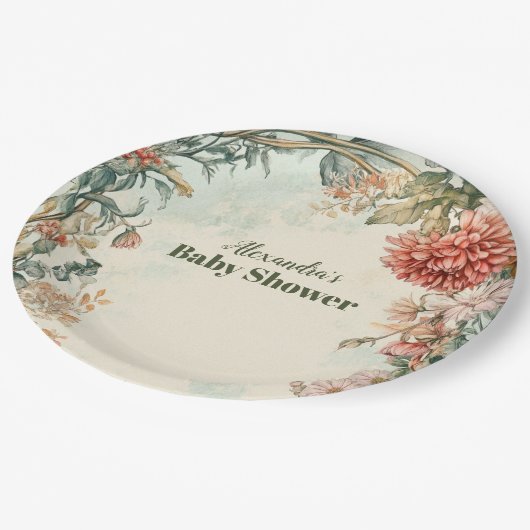 Assiettes En Carton Bébé en fleurs Fleur sauvage floral (Angle)