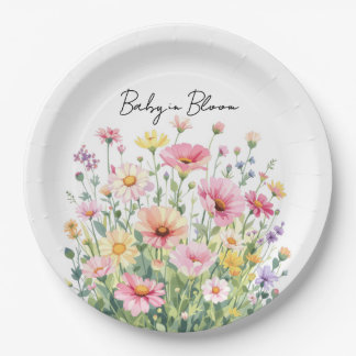 Assiettes En Carton Bébé en fleurs sauvages