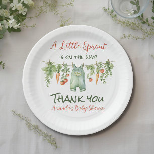 Assiettes En Carton Bébé Fête de Naissance Petite Pousse Verte Linge d
