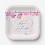 Assiettes En Carton Bébé Fille Ligne En Plaque De Papier Rose (Recto)