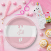 Assiettes En Carton Bébé Fille Rose Bows & Little Feet Custom (Fête)