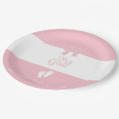 Assiettes En Carton Bébé Fille Rose Bows & Little Feet Custom (Angle)