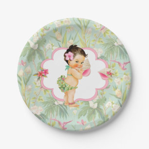 Assiettes En Carton Bébé Fille Tropical Hawaïen Luau Hibiscus