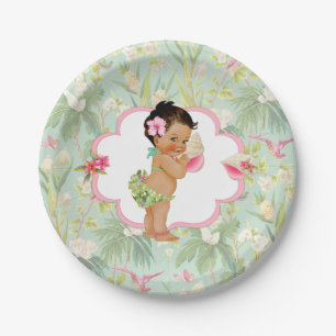 Assiettes En Carton Bébé Fille Tropical Luau Hawaïen Hibiscus 
