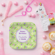 Bébé Filles anniversaire Papier Plaques Fleurs d'é