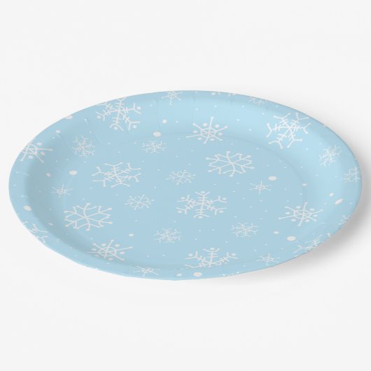 Assiettes En Carton Bébé Flèche de neige bleu et blanc (Angle)