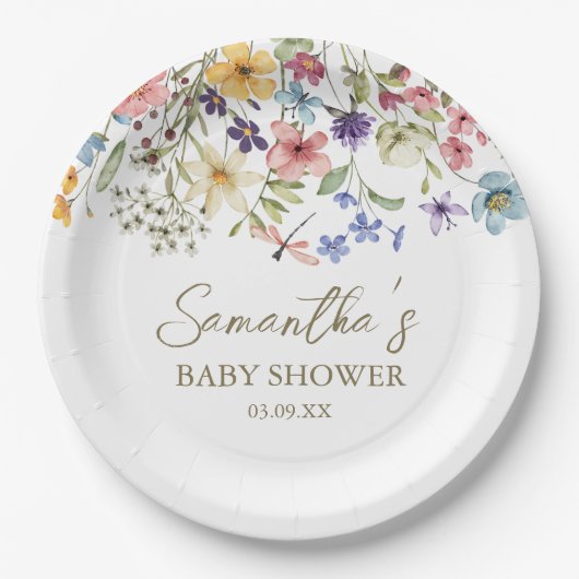 Assiettes En Carton Bébé fleur sauvage dans le Baby shower en fleurs (Devant)
