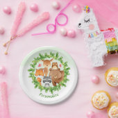 Assiettes En Carton Bébé Forêt Animaux Ours Raccoon Écureuil Anniversa (Fête)