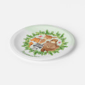 Assiettes En Carton Bébé Forêt Animaux Ours Raccoon Écureuil Anniversa (Angle)