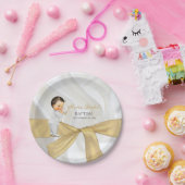 Assiettes En Carton Bébé garçon Baptême Christening Or Blanc (Fête)
