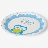Assiettes En Carton Bébé Garçon grand souri Chouette souriante plaque  (Angle)
