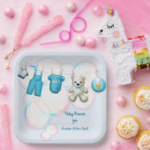 Assiettes En Carton Bébé Garçon Ligne En Bleu (Fête)