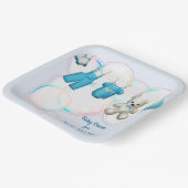 Assiettes En Carton Bébé Garçon Ligne En Bleu (Angulaire)