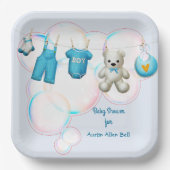 Assiettes En Carton Bébé Garçon Ligne En Bleu (Recto)