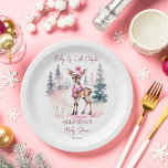 Assiettes En Carton Bébé il fait froid à l'extérieur baby shower bébé<br><div class="desc">Bébé il fait froid à l'extérieur fille chevreuil baby shower vaisselle personnalisée modèle assiettes pour le baby shower à thème hivernal. Bébé mignon portant rose casquette d'hiver et foulard roses arbres arrière - plans enneigés Plaques modèles baby showers</div>