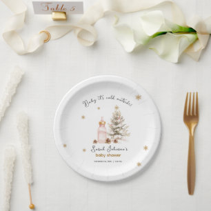 Assiettes En Carton Bébé il fait froid à l'extérieur du Baby shower d'