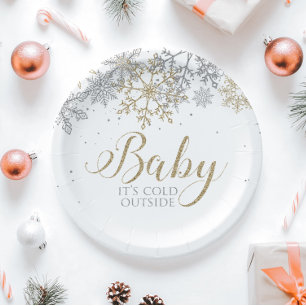 Assiettes En Carton Bébé Il fait froid à l'extérieur du Baby shower de