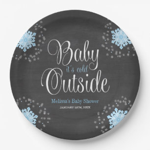 Assiettes En Carton Bébé Il fait froid dehors Baby shower de flocons d