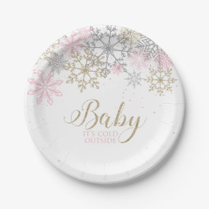Assiettes En Carton Bébé il fait froid dehors Baptême de bébé flocon d
