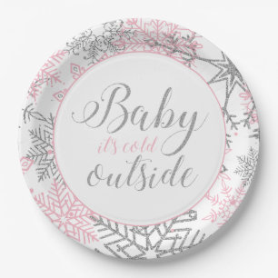 Assiettes En Carton Bébé il fait froid dehors Baptême de bébé flocon d