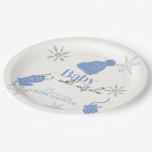 Assiettes En Carton Bébé Il fait froid dehors Bleu Baby shower garçon (Angle)