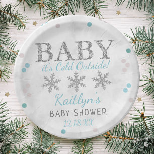 Assiettes En Carton Bébé Il fait froid dehors garçons Baby shower d'hi