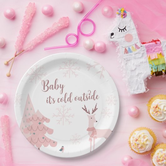 Assiettes En Carton Bébé Il fait froid Plaques de papier extérieur (Fête)