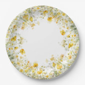 Assiettes En Carton Bébé Jaune En Fleur Baby shower Fleur sauvage Flor (Devant)