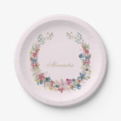 Assiettes En Carton Bébé juif Joli Fleurs de champ Couleur or (Devant)