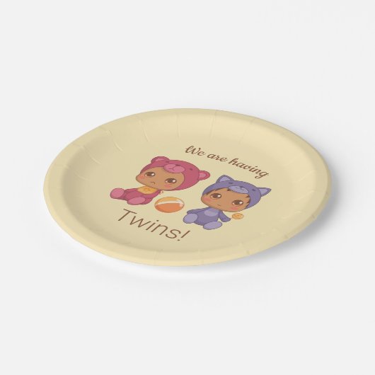 Assiettes En Carton Bébé jumeaux Faire-part neutre (Angle)