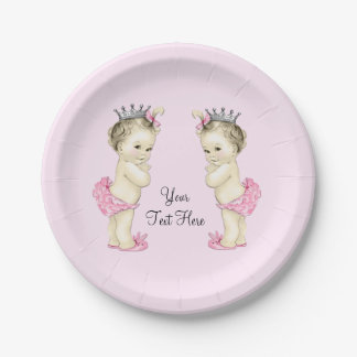 Assiettes En Carton Bébé Jumelles Fille Princesse Rose