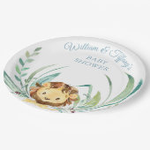 Assiettes En Carton Bébé Lion Cub Dusty Baby shower bleu (Angle)