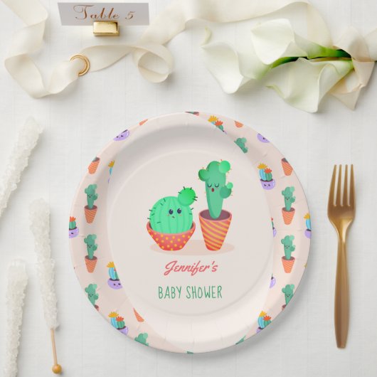 Assiettes En Carton Bébé mignet Cactus et Baby shower maman (Mariage)