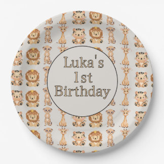 Assiettes En Carton Bébé mignon Animaux Safari