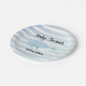 Assiettes En Carton Bébé mignon Bleu Baleine Baby shower rayé (Angle)