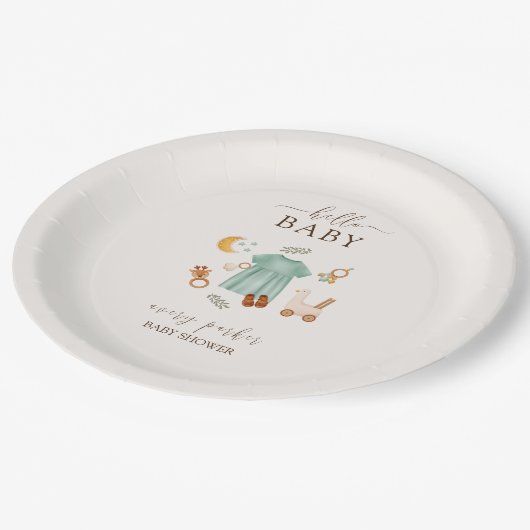 Assiettes En Carton Bébé mignon Boho fille Baby shower vêtements (Angle)