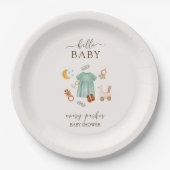 Assiettes En Carton Bébé mignon Boho fille Baby shower vêtements (Devant)