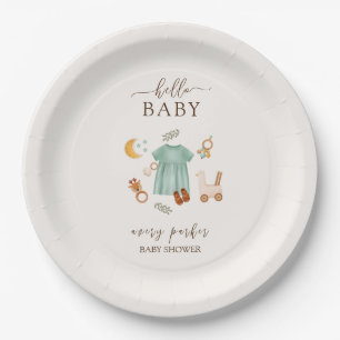 Assiettes En Carton Bébé mignon Boho fille Baby shower vêtements