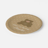 Assiettes En Carton Bébé mignon Brown Teddy Bear fête d'anniversaire (Angle)