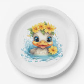 Assiettes En Carton Bébé mignon Canard Canards Fleurs d'animaux amusan (Devant)